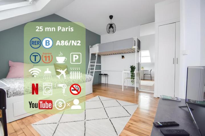 Disponible - Appartement Entier - 10Mn Rer B Aeroport Cdg - Paris Gare Du Nord, T11 Express, Le Bourget, Tout Equipe, Netflix Gratuit, 3 Personnes, 4Eme Etage, Escaliers, Parc Des Expositions, Parking Rue Gratuit Apres 19H Drancy Exterior foto